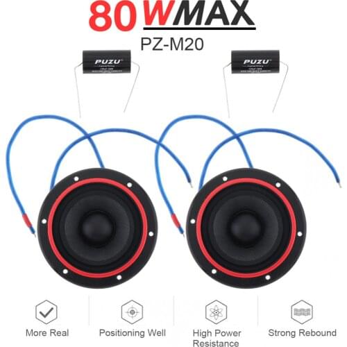 2pcs 80W Car Speaker Universal 4Ohm 2.5 Inch Kevlar Cone Midrange Dome Tweeter Loudspeaker Super Power Audio Sound for car