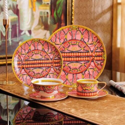 High-Grade Bone China Coffee Cup Fine Porcelain Black Tea Cup and Saucer Scala Tablewar Set Wedding and Housewarming Gifts