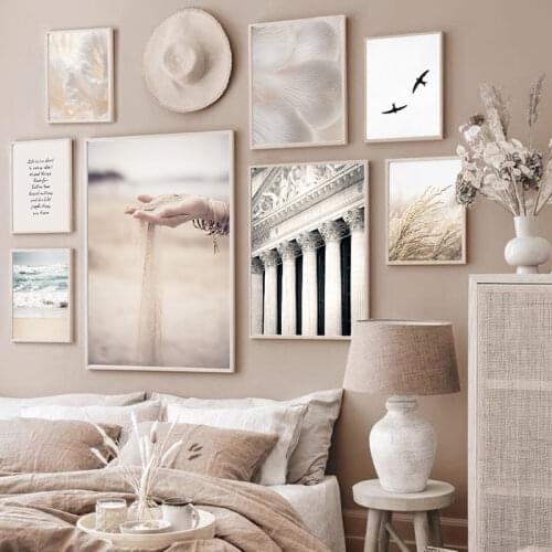 Mushroom Reed Wave Sand Coral Calligraphy Nordic Decor Canvas Painting Wall Art Decorative Paintings Home Living Room Decoration