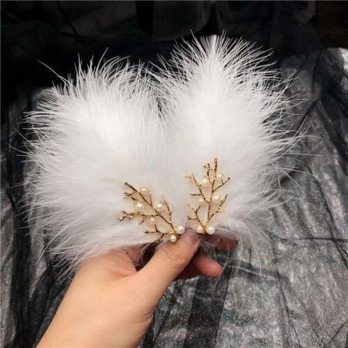 2pcs Girls White Fairy Feather Wedding Party Decorative Headwear Feather Headdress Hair Women Hairpin Fluffy Jewelry