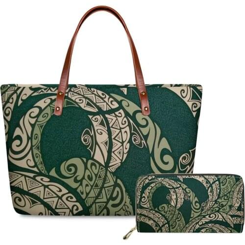 Ladies Handbags Polynesian tribal style Printing custom Top-Handle Bags Women Luxury Design Hand Bags Female Bolsa PU wallet