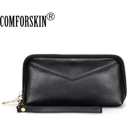 COMFORSKIN Cowhide Leather Women Clutch Bag Dropshipping New Arrivals Ladies Small Handbag With Hand Rope Wrist Bag For Female