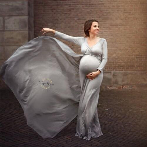 Le Couple Pregnant Photo Dresses Jersey Sweet Heart Maternity Photography Props Dresses Maternity Chiffon Cloak Gown Long Cloak