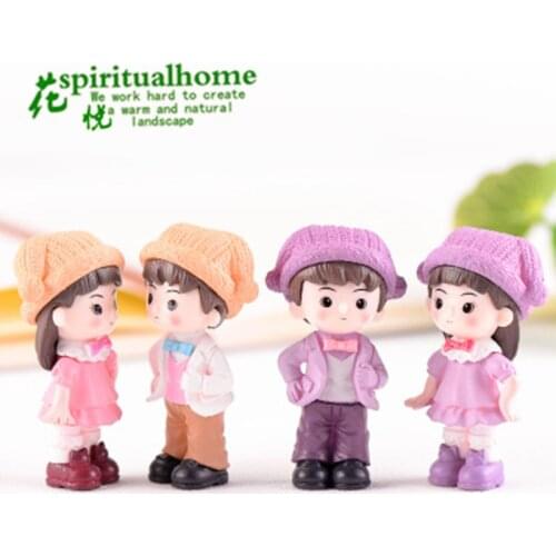 ZOCDOU 2 Pieces Brother Sister Children Boy Girl Europe Family Model Young People Statue Figurine Crafts Figure Ornament Zakka