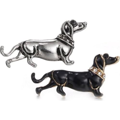 Gold-color Enamel Pins Clips Vivid Black Big Belly Dog Brooches For Scarf Sweater Shoulder Collar Jewelry Kids Men Women Gifts