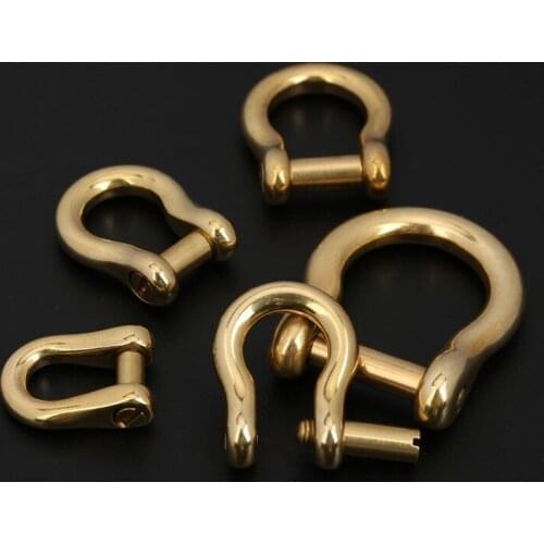1pcs Solid Brass Carabiner D Bow Shackle Slot Screw Removable Fob Key Ring Keychain Joint Connector Buckle DIY Hardware