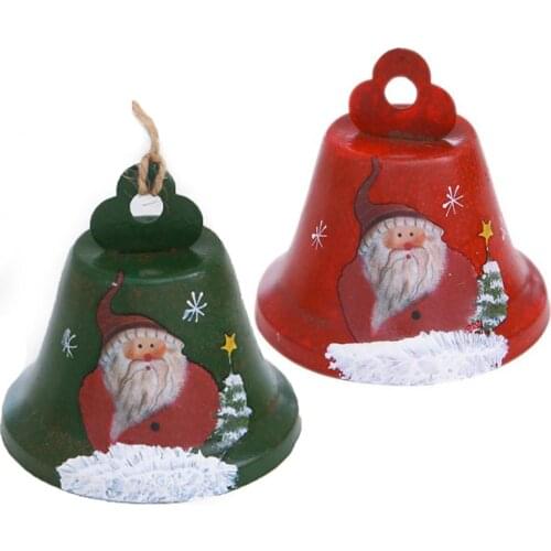1pcs Christmas Bell Ornament Decoration Red & green Cute Santa Christmas bell pendant for Christmas Tree hanging and door knobs