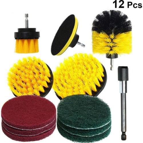 12pcs/Set Drill Scrubber Brush Car Kit Detailing Tile Grout Car Boat RV Tub Cleaner Scrubber Cleaning Tool Brushes Cleaning Kit