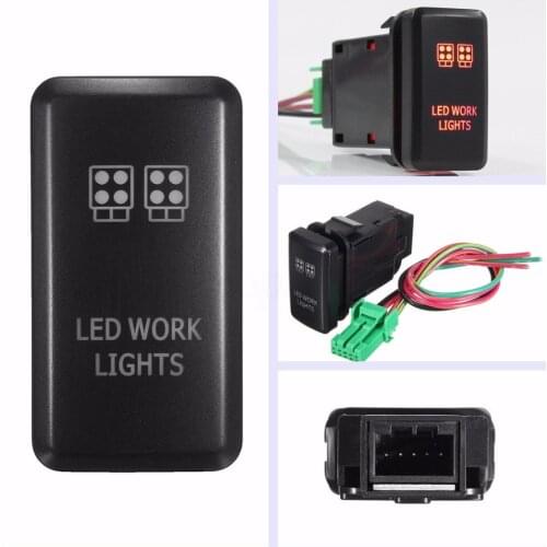 12V LED Work Light Push Switch For Toyota Fortuner Hilux Tacoma 2005-2011 Black