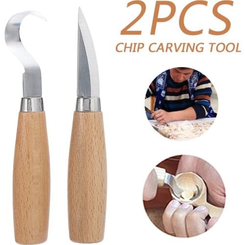2Pcs Chip Carving Tools Wood Carving Chisel Hand Tools Sets Woodworking Whittling Craft Cutter Chips
