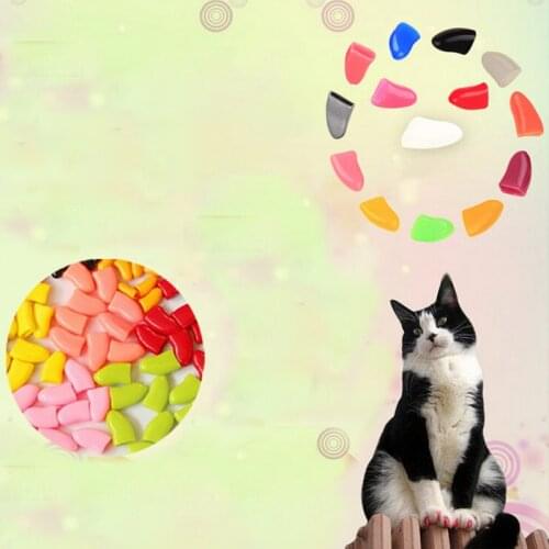 20Pcs Fashion Cat Nail Caps Cat Claw Protector Soft Cat Paw Cover Manicure Pet Supplies Dog Nail Care Multi sizes