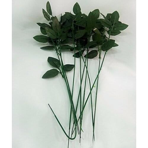 50pcs Artificial 57cm Fake Rose Flower Stems with Leaves For DIY Handmade Bouquet Flower Leaf Vein Wedding Party Home Decoration