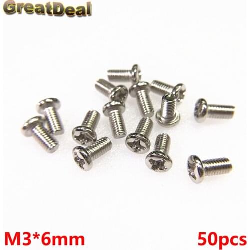 50pcs M3*6mm Screw M3x6mm Stainless Steel Screws Toys Computer Host Panel Mount Screw Phillips Cross Screws Repair Tools HY369