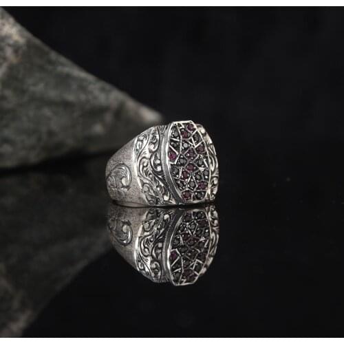 925 Sterling Silver Engraved Traditional Handmade Turkish Signet Ring Jewelry Gift Women Men Best Craftmanship