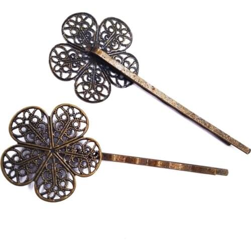 Antique Bronze 120piece Hair Pins with 25mm Five-leaf flower Hairpins Jewelry Findings Hair accessories HPF38