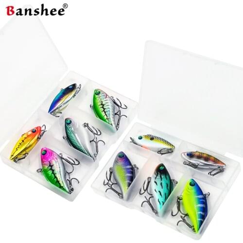 Banshee 5 Pcs Lipless VIB Sinking Crankbaits Fishing Lure Set Box Of Wobblers For Pike Perch Rattling Vibrators Artificial Baits