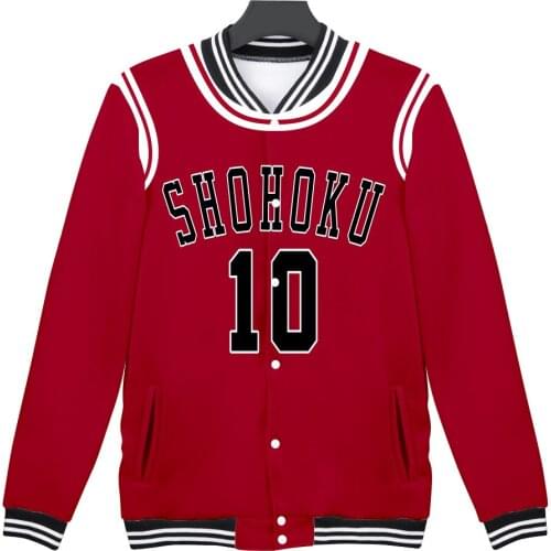 SLAM DUNK Baseball Jacket Men Bomber Jacket Outwear Shohoku High School Sakuragi Hanamichi Baseball Uniform Cosplay Costume