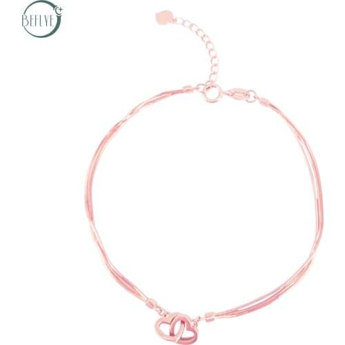 18k pure gold bracelet AU750 Rose Gold Double Love Gift Jewelry Classic Fashion Party Jewelry Selling 2019