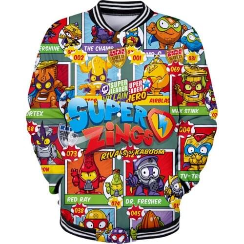 Children Boys Girls 3D Print Superzings Jackets Super Zings Unisex Harajuku Kpop Streetwear Cartoon leisure Hoodies Sweatshirts