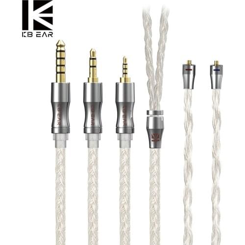 KBEAR Expansion 24 Core 4N Silver Plated Headset Cable with 2.5/3.5/4.4mm 2Pin/QDC/MMCX/TFZ Connector Replace Cable BLON BL-03