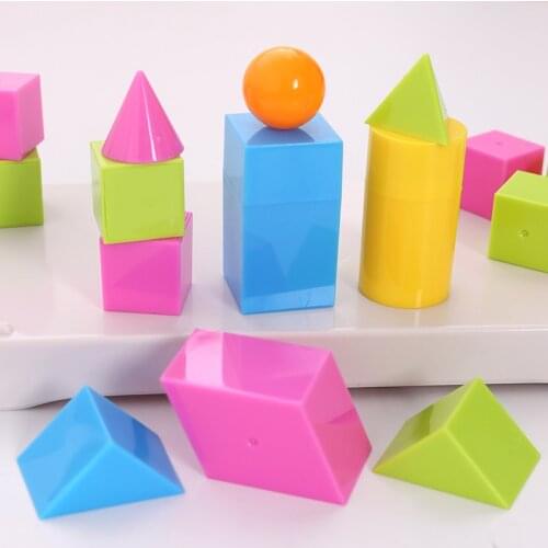 1set Geometric Solids Mathematics Teaching Aids Children Kids Early Educational Cognitive Toys Gift Kindergarten Supply