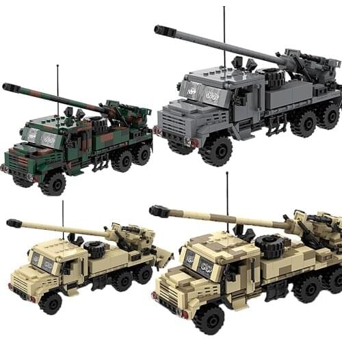 WW2 Military Vehicle Car Caesar Cannon Weapons Model Building Blocks Creator Armored Truck Gun Figures Parts Machine Kits Toys