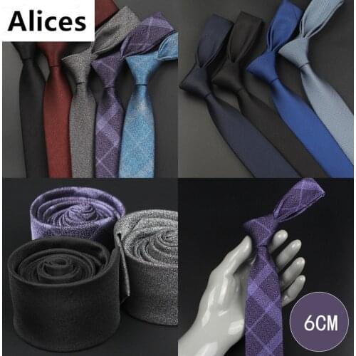 Mens Korean-style Narrow Tie 6cm Casual Formal Wear Hand-made Solid Color Tie Check Frosted Tie 1200 Stitch Polyester Silk Ties