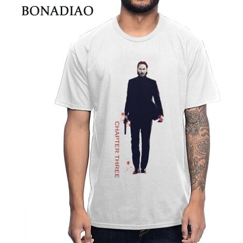 Round Collar John Wick 3 Chapter 1 Tee Graphic Print Soft Cotton Homme Tee Shirt