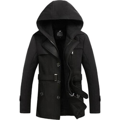 2016 New Style Thicken Wool Classic Long Trench Men Coat Big Size 4 Color Male Overcoats Winter Jacket Plus Size M-4XL