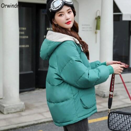 Orwindny 2020 Parka Women New Green Hooded Winter Jacket Women Coats Cotton Padded Jacket Outwear Wadded Jacket Female XS-3XL