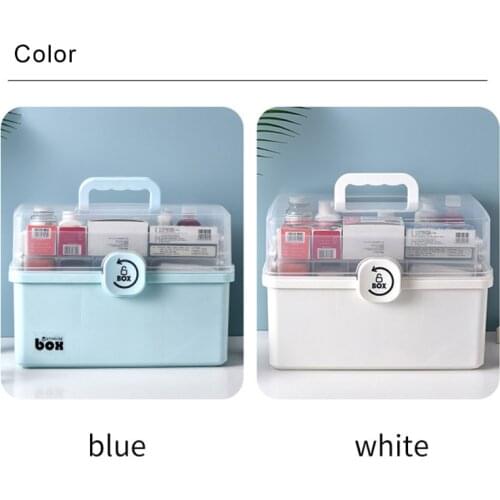 3/2 Layer Portable First Aid Kit Storage Box Plastic Multi-Functional Family Emergency Kit Box with Handle TS1