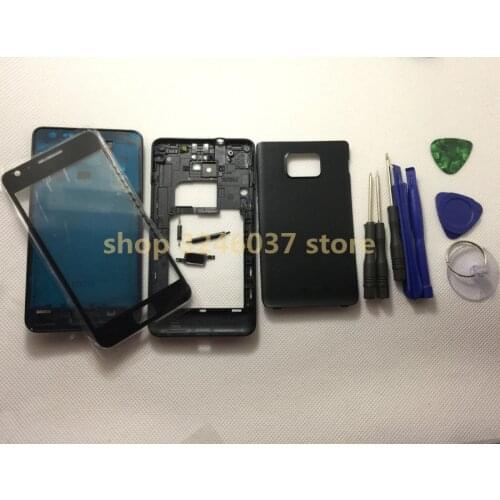 Full Housing cover for samsung Galaxy S2 I9100 (faceplate/mid frame +backplate +battery back case +glass+Tools