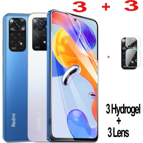 1~3PCS Mi Note 10 Lite Hydrogel Film+Camera Lens Film For Xiaomi Redmi Note10 Lite Screen Protector Not Glass Anti-scratch 100D Curved Full Cover Protective Film Redmi 10T Mi Note 10Lite 10Pro Soft Film