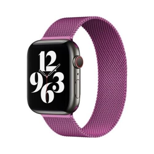 GOOSUU Milanese Stainless Steel Watchband for Apple Watch Series SE 44mm 40mm 42mm 38mm Accessories Magnetic Loop Purple