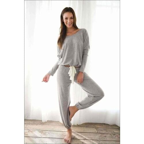 Merry See Gray Tracksuit Pajamas Bottom Top Suit