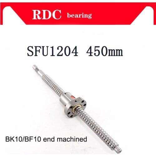 Hot mechined 12mm 1204 Ball Screw Rolled C7 ballscrew SFU1204 450mm with one 1204 flange single ball nut for CNC parts
