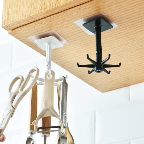 360 Degrees Rotating Folding Hook ABS Punch-free Multi-Purpose Hooks Kitchen Hook Waterproof Utility Hook for Home Bathroom