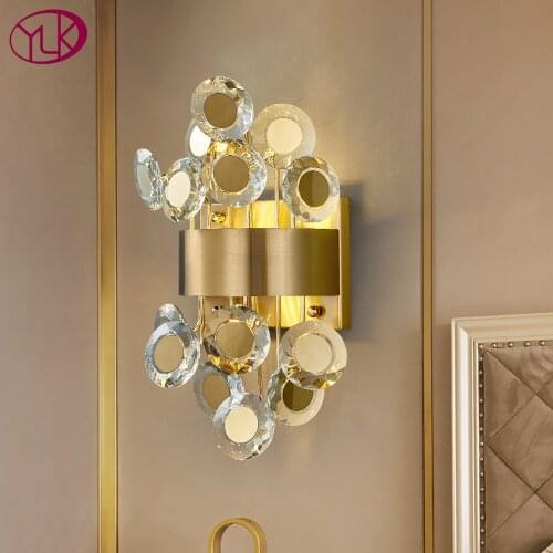 New modern wall sconce lighting for bedroom brushed gold crystal wall lamps home decoration led cristal wall light fixtures