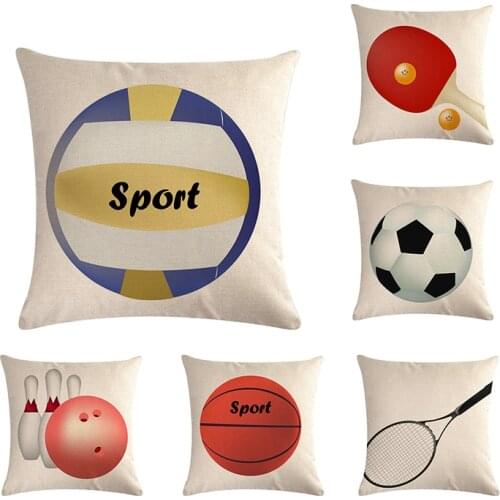 Sports Equipment Pillow Cover Tennis Racket Basketball bowling Home Decor Cushions Cover Decorative Throw Pillowcase ZY621