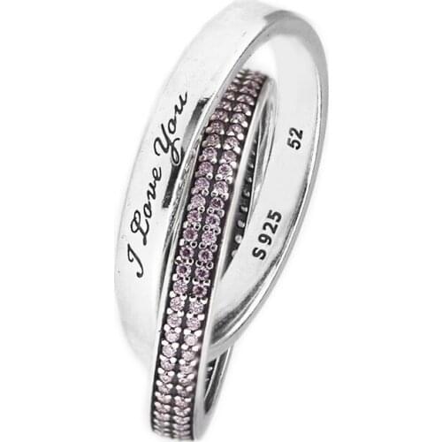 Bridal Sets Rings Sweet Promise Ring 925 Sterling Silver Jewelry I Love You Rings for Women Men Gift Bijoux R141A