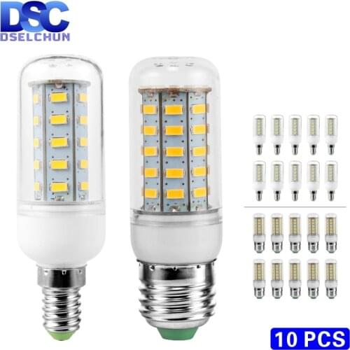 10pcs/lot LED Bulb E27 E14 Corn Bulb 24 36 48 56 69 72LEDs SMD5730 220V LED Lamp Chandelier Candle LED Light For Home Decoration