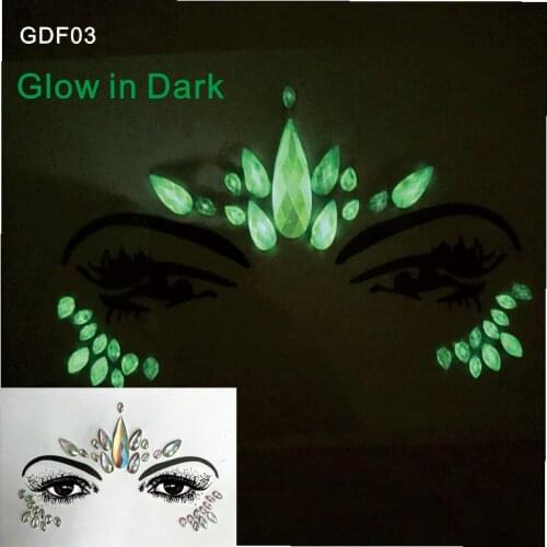 Festival Style Rhinestone Glow In Dark Gem Bindi Tattoo Body Jewelry Bindis can Use Also Day Time