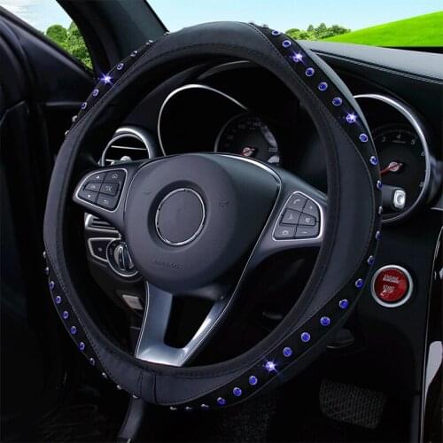 Universal Car Steering Wheel Cover Rhinestones Crystal Diamond Decor Steering Wheel Case Protector Car Autos Interior 37-38cm