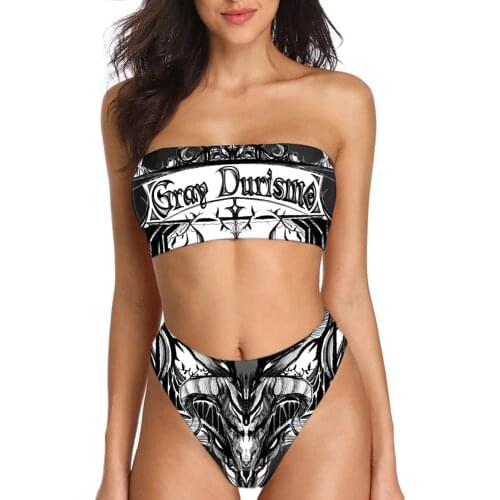 Gothic Swimsuit Letters Print Swimwear Women Sexy Bikini Set Bathing Suit Beachwear Push Up Swimming Swimwear Swimsuit Bikini