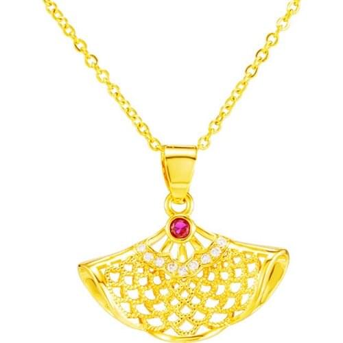 Vintage Carved 24K Gold Color Fan and Skirt Shape Chains Necklace Bohemian Fashion Women Collar Choker Choker Wedding Jewelry