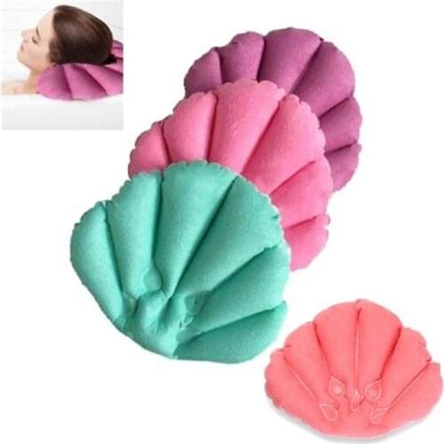 Bathroom Home Spa Inflatable Pillow Shell Shaped Neck Bathtub Cushion Random Color Bathroom Accessories