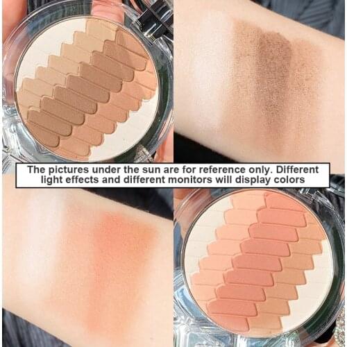 XIXI 5 Color Face Highlighter Powder Palette High Gloss Shimmer Powder Bronzer Facial Highlight Blusher Makeup Pigment Kit TSLM1