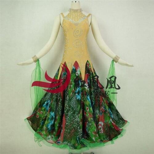 Women Standard Ballroom Dresses Girls Long Sleeve Lycra Stretchy Dancing Costume Adult Waltz Ballroom Competition Dance Dress