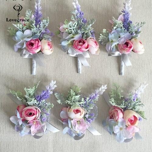 Women Bracelet Silk Roses Brooch Artificial Flowers Wrist Corsage Wedding Bridesmaid Wedding Accessories Marriage Corsage Flower