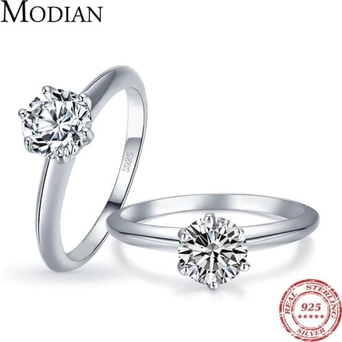 Modian New 100% 925 Sterling Silver Shine Classic AAAAA Zircon Fashion Ring For Women Wedding Fine Jewelry With Free Box Anillo